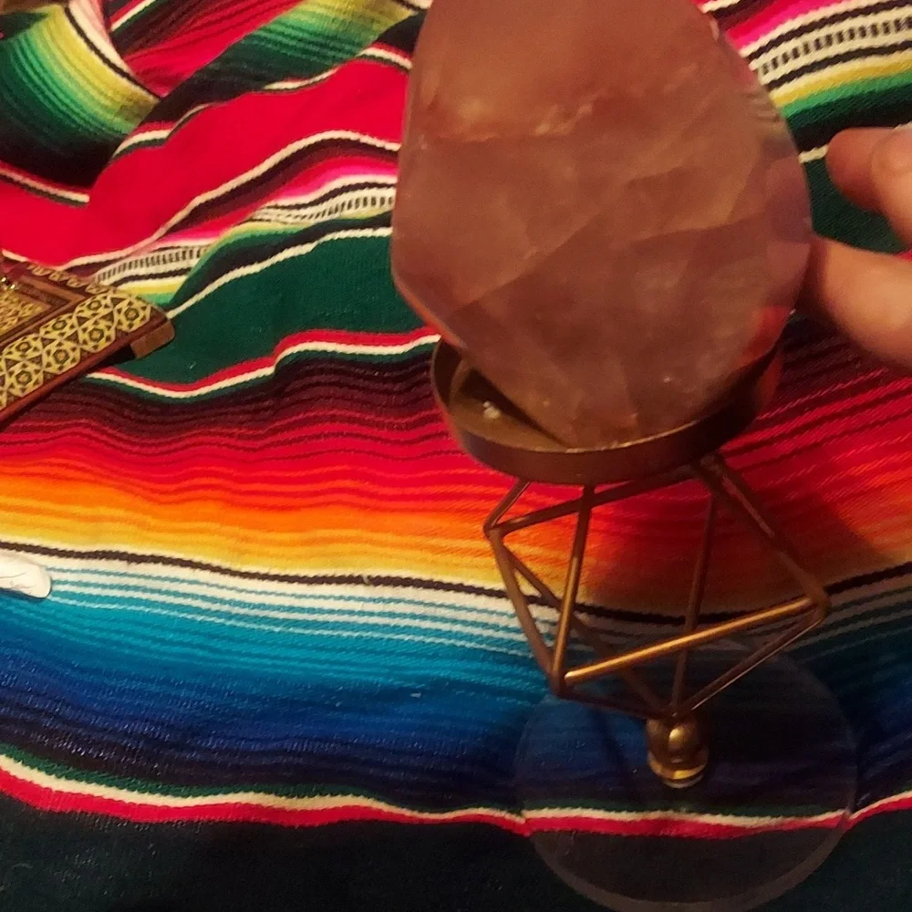 Brass Tone / acrylic Prism Crystal / Candle / Trinket Holder